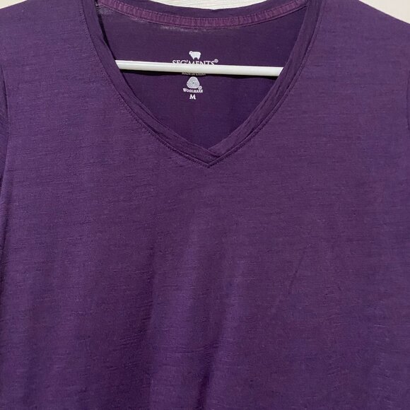 Seg'ments, 100% Merino wool, purple V-neck sweater, size M - Picture 2 of 10